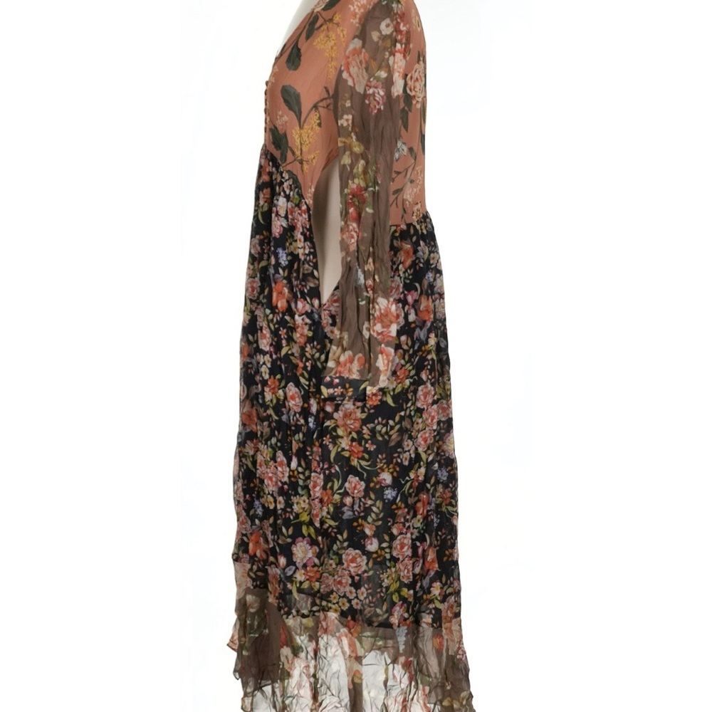 Zara Chic Floral Long Sleeve Dress in Black and Brown - Picture 5 of 8